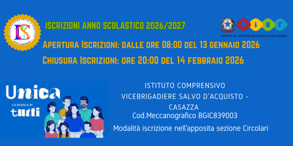 ISCRIZIONI ANNO SCOLASTICO 2026/2027